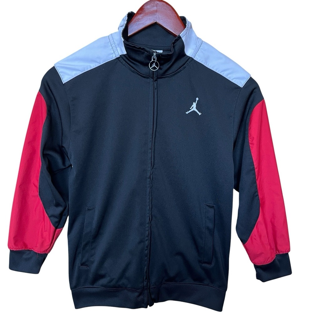 Nike Air Jordan Jumpman Boys Jacket Youth Small 8-10 Black Red Full Zip Warm Up